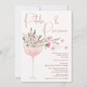 ワイルドフラワーペタルモダンとプロセッコブライダルシャワー 招待状 (正面)