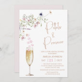 ワイルドフラワーペタルモダンとプロセッコブライダルシャワー 招待状 (正面/裏面)