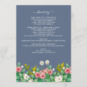 ワイルドフラワーペリウィンクルダスティブルー結婚の旅程 プログラム (裏面)