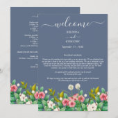 ワイルドフラワーペリウィンクルダスティブルー結婚の旅程 プログラム (正面/裏面)