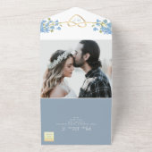 ワイルドフラワーペリウィンクルダスティブルー結婚ズ オールインワン招待状 (外側)