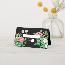 ワイルドフラワーペリウィンクル水の色結婚黒 プレイスカード