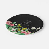 ワイルドフラワーペリウィンクル水の色結婚黒 ペーパープレート (アングル)