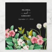 ワイルドフラワーペリウィンクル水の色結婚黒 ワインラベル (シングルラベル)