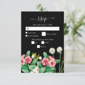 ワイルドフラワーペリウィンクル水彩ブラック 出欠カード (スタンド正面)