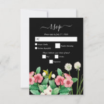 ワイルドフラワーペリウィンクル水彩ブラック