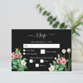 ワイルドフラワーペリウィンクル水彩ブラック 出欠カード (スタンド正面)