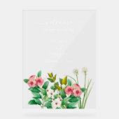 ワイルドフラワーペリウィンクル水結婚色の歓迎 アクリルサイン (正面)