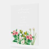 ワイルドフラワーペリウィンクル水結婚色の歓迎 アクリルサイン (傾斜)