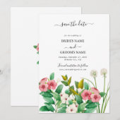 ワイルドフラワーペリウィンクル水結婚色の セーブザデート (正面/裏面)