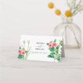 ワイルドフラワーペリウィンクル水結婚色の プレイスカード (裏面)