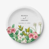 ワイルドフラワーペリウィンクル水結婚色の ペーパープレート (正面)