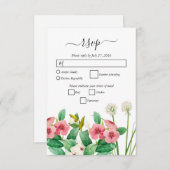 ワイルドフラワーペリウィンクル水結婚色の 出欠カード (正面/裏面)