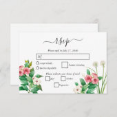 ワイルドフラワーペリウィンクル水結婚色の 出欠カード (正面/裏面)