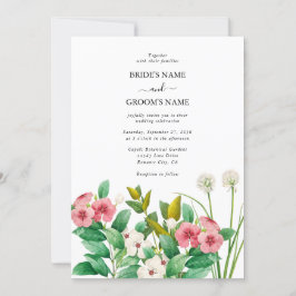 ワイルドフラワーペリウィンクル水結婚色の 招待状