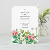 ワイルドフラワーペリウィンクル水結婚色の 招待状 (スタンド正面)