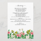 ワイルドフラワーペリウィンクル白結婚の旅程 プログラム (裏面)