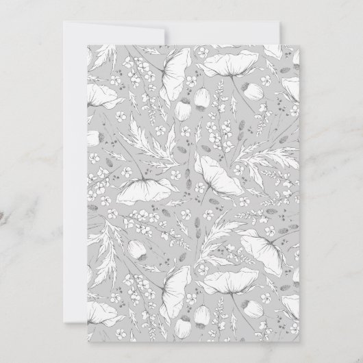 ワイルドフラワーペンシルSketchエレガントなウェディングフォト 招待状 (裏面)