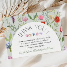 ワイルドフラワーホワイトフローラベビーシャワーサンキューカード