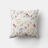 ワイルドフラワーホワイトボタニカル装飾用クッション クッション (裏面)