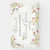 ワイルドフラワーボタニカルウェルカムリハーサルディナーサイン 横断幕 (縦)