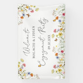ワイルドフラワーボタニカルウェルカム婚約パーティサイン 横断幕 (縦)