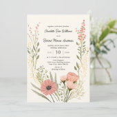 ワイルドフラワーボタニカルガーデンアイボリー結婚フォトズイン 招待状 (スタンド正面)