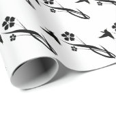 ワイルドフラワーボタニカルクラシックシンプルハミングバード ラッピングペーパー (ロールコーナー)