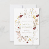 ワイルドフラワーボタニカルフローラフレームブライダルシャワー 招待状 (正面)