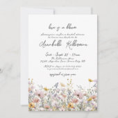 ワイルドフラワーボタニカルフローラボホブライダルシャワー 招待状 (正面)