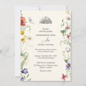 ワイルドフラワーボタニカルフローラムスリムイスラムNikah 招待状 (正面)