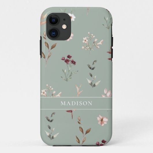 ワイルドフラワーボタニカルフローラ名モノグラム Case-Mate iPhoneケース (裏面)