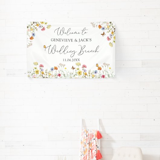 ワイルドフラワーボタニカル結婚ウェルカムのブランチ 横断幕 (インサイチュ)