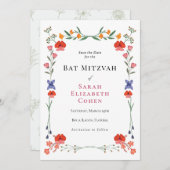 ワイルドフラワーボタニックガーデンバルミツワー 招待状 (正面/裏面)