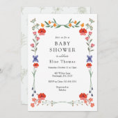 ワイルドフラワーボタニックガーデンベビーシャワー 招待状 (正面/裏面)