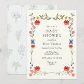 ワイルドフラワーボタニックガーデンベビーシャワー 招待状 (正面/裏面)