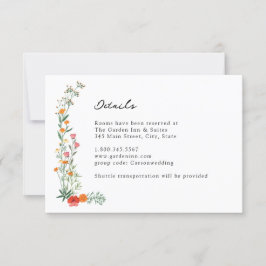 ワイルドフラワーボタニック庭園の結婚式詳細カード 招待状
