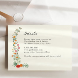 ワイルドフラワーボタニック庭園の結婚式詳細カード 招待状