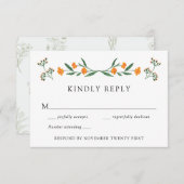 ワイルドフラワーボタニック庭園の結婚式RSVP応答 招待状 (正面/裏面)