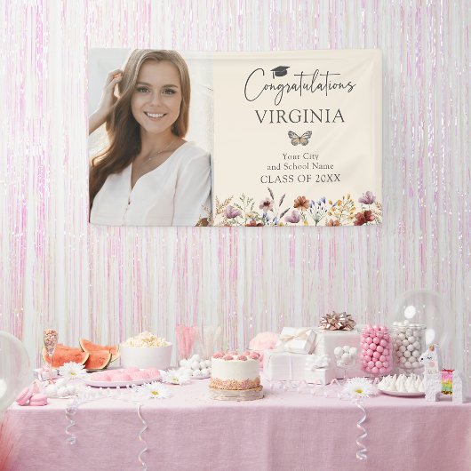 ワイルドフラワーボヘミアン卒業バナー 横断幕