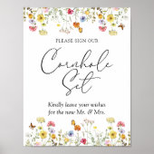 ワイルドフラワーボホがコーンホールセット結婚のサインにサイン ポスター (正面)
