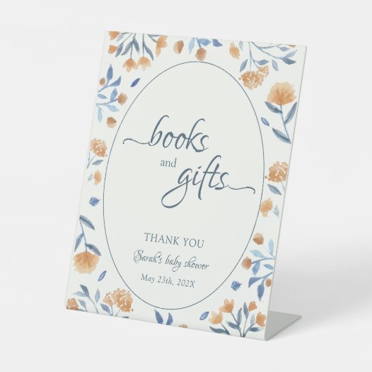 ワイルドフラワーボホの本&ギフトサイン赤ちゃんシャワー 台座サイン (正面)