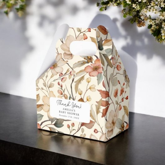 ワイルドフラワーボホアイボリーフローラベビーシャワー フェイバーボックス