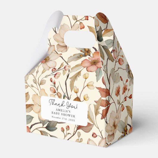 ワイルドフラワーボホアイボリーフローラベビーシャワー フェイバーボックス (正面サイド)