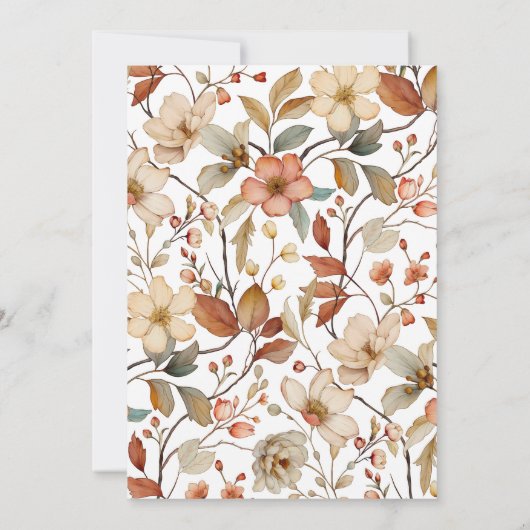 ワイルドフラワーボホウォーター色ベビーシャワー招待状 招待状 (裏面)