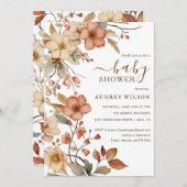ワイルドフラワーボホウォーター色ベビーシャワー招待状 招待状 (正面/裏面)