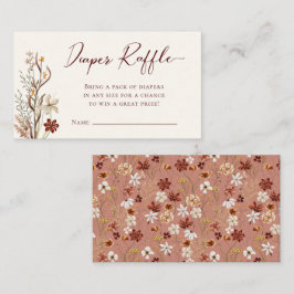 ワイルドフラワーボホオムツラッフルベビースシャワー エンクロージャーカード