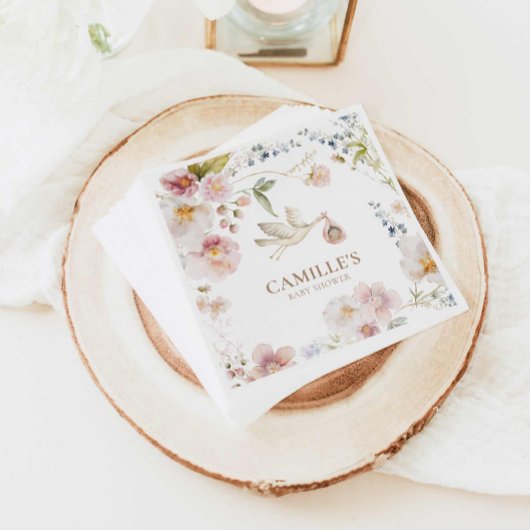 ワイルドフラワーボホガールベビーシャワー スタンダードカクテルナプキン