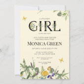 ワイルドフラワーボホガールベビーシャワー 招待状 (正面)