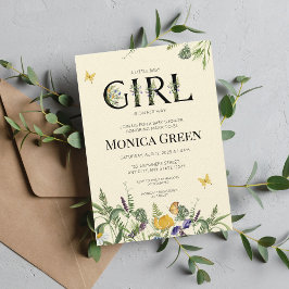 ワイルドフラワーボホガールベビーシャワー 招待状